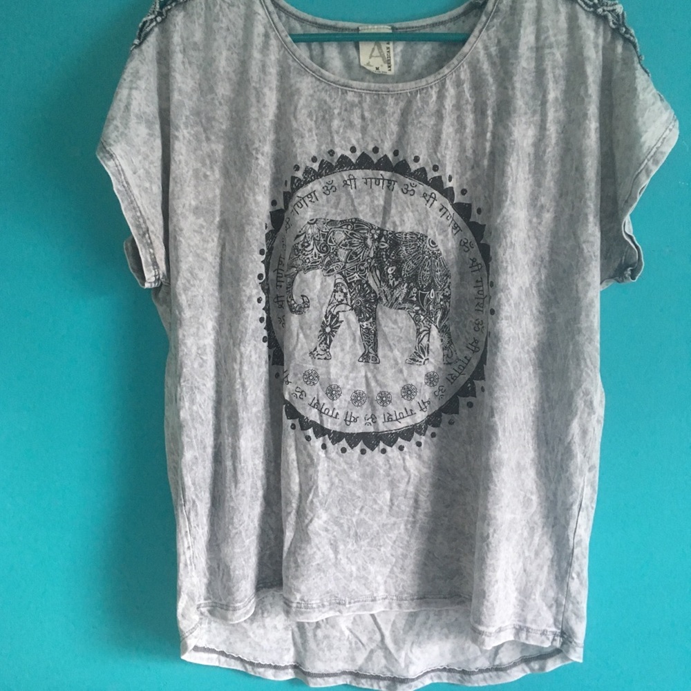 boho elephant boxy tee